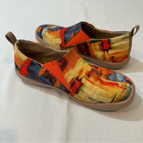 UIN Slip On Sneakers Women’s US 9 EU 41 Colorful Abstract Print Shoes - Picture 2 of 11